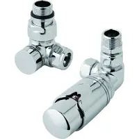 Eastbrook Valve radiator aansluitset haaks gedraaid met thermostaat 15mm chroom