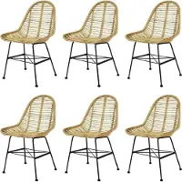 vidaXL Eetkamerstoelen rattan natuurlijk 6 st