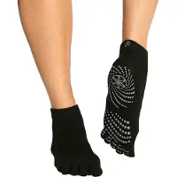 Gaiam Grippy Yoga Socks - Anti-Slip Yogasokken - Zwart/Grijs - S/M