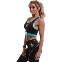 Gold's Gym Ladies Sports Crop Top - Black/Turquoise - L
