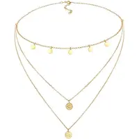 Elli - Elli Halsketting Dames Choker Layer Cirkel Rond Coin Vintage Trend in verguld 925 Sterling Zilver Kettingen