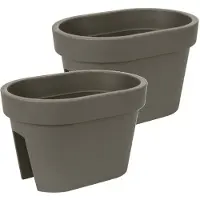 Prosperplast Bloembak Balkonbak Lofly Railing 27x40x25cm STEENGRIJS / 2 STUKS ! /