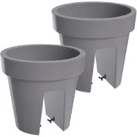 Prosperplast Bloembak Balkonbak Lofly Railing 25x25x23cm STEENGRIJS Prosperplast / 2 STUKS ! /