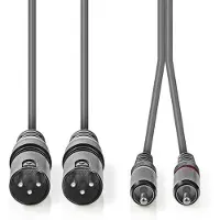 Nedis XLR audiokabel - 2x XLR 3-polig naar 2x Tulp - Gebalanceerd