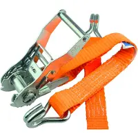 Loadlok Spanningsband met ratel en haken, 25 mm, 7 meter, 750/1500 daN, oranje