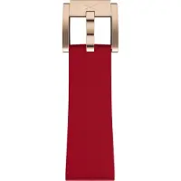 Marc Coblen Siliconen Rubber Horlogebandje 22mm geschikt voor Samsung Galaxy Watch / Gear S3 / Garmin Vivoactive / Huawei Watch GT - Rood met Rosegouden Gesp