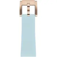 Marc Coblen Siliconen Rubber Horlogebandje 22mm geschikt voor Samsung Galaxy Watch / Gear S3 / Garmin Vivoactive / Huawei Watch GT - Blauw met Rosegouden Gesp