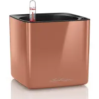 Lechuza CUBE Glossy 14 - Plantenbak - met uitneembare binnenbak - met bewateringssysteem - ALL-IN-ONE set - WINTEREDITION - spicy copper highgloss