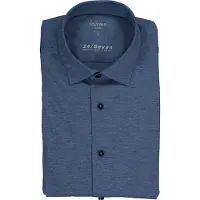 Olymp Luxor Jersey Stretch Overhemd 24/Seven Donkerblauw | Blauw | Maat 43