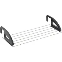 Tomado - Droogrek Click - 3 meter drooglengte - Ophangen aan radiator, deur, douchewand of balkon - Breedte en lengte aan te passen - Zwart & zilvergrijs