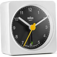 Braun BC02WB analoge wekker wit zwart - Zwart-Wit / 2,7 x 5,7 x 5,7 cm / Kunststof