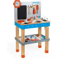 Janod Brico'kids - Werkbank - Magnetische Werkbank, Verstelbaar In Hoogte - Inclusief 40 Accessoires En Een Gebruiksaanwijzing Om Met De Accessoires Een Raceauto Te Maken! - Geschikt Vanaf 3 Jaar