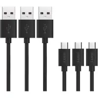 Aukey [3 halen 1 betalen] -Micro USB kabel - lengte 120cm-met Micro USB naar Type C / USB-C adapter - Black