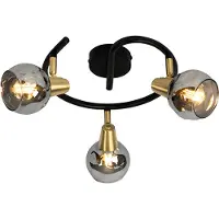 QAZQA Plafondlamp zwart 44,5 cm met smoke glas 3-lichts - Vidro