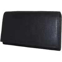 LEATHER DESIGN Dames Overslag Portemonnee met Beugel Zwart