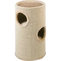 Flamingo Krabton voor katten – Krabton Emilius Bruin & Beige – 38x38x70 cm – luxe krabmeubel met 3 verdiepingen en speeltje –
