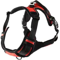 Flamingo Harnas hond – honden tuigje – harnas hond anti trek – hondentuigjes – hondentuig anti trek – Balou – rood – maat XL – A:46-76cm B:80-105cm