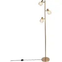 QAZQA Design vloerlamp goud 3-lichts verstelbaar - Mesh