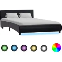 vidaXL Bedframe met LED kunstleer zwart 120x200 cm