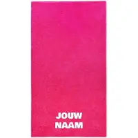 Funnies Strandlaken met naam fuchsia roze 100x200cm