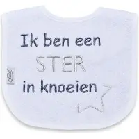 Funnies Babyslabbertje Ik Ben Een Ster In Knoeien Wit/Grijs 35154