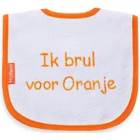 Funnies - Slab - slabbetje - met tekst - Ik brul voor Oranje - oranje - wit - baby