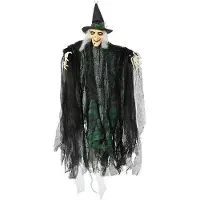 BigBuy Halloween/horror thema hang decoratie pop heks - met LED licht - enge/griezelige pop - 110 cm