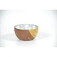 Fairtrade sfeerlicht waxinelichthouder hout - set van 2 - acaciahout en zilver - van Kinta