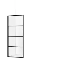 Diamond Line Inloopdouche Collins 120x200cm Antikalk Helderglas Mat Zwart Raster 8 mm Veiligheidsglas Easy Clean