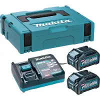 Makita Startset: 2 stuks BL4040 XGT / 40V Max / 191B26-6 accu's + DC40RA snellader (40 V, 4.0 Ah, origineel)