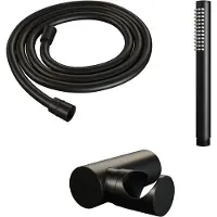 Brauer Black Edition Badset - Staafhanddouche - Mat Zwart - Messing - Kranen - Badkranen - Badsets - 7423411737786