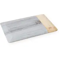 Nkuku Marmeren Serveerplank - BWARI - Mangohout &amp; Grijs Marmer - Large ( 2 x 35.5 x 22 cm)