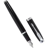 Parker IM vulpen - medium punt - blauwe inkt - zwarte lak met chroom detail - incl. geschenkdoos