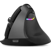 Delux M618M Mini/Medium ergonomische muis – Draadloos (2,4ghz + Bluetooth) – Oplaadbaar / Accu – Silent muis / Stille muis – Iron Gray / Grijs - Anti-RSI muis - 2400 DPI - Rechtshandig