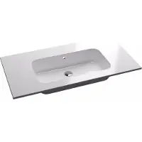 Ben Mello Wastafel mineraalmarmer 60x40x1,5cm 1 bak 1 kraangat Glans wit