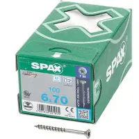 Spax 197000600703 SPAX Seko-T-Tg Houtschroef 6 mm 70 mm Torx, Binnen-T RVS V2A Roestvast 100 stuk(s)