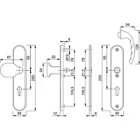 Hoppe Knop-Kruk Veiligheidsbeslag 86G 3235 3214 1710Pc72Dd52-57 2*F1