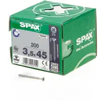 Spax SPAANPLAATSCHROEF 3,5X45 200ST KRUIS Z Z2 VOLDRAAD VERZ. KOP