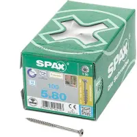 Spax Spaanplaatschroef met boorpunt RVS T20 deeldraad 5x80mm (per 100 stuks)
