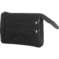 LEATHER DESIGN Leren Sleuteletui met Veel Vakjes Zwart