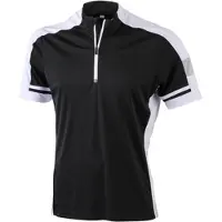 James & nicholson James and Nicholson - Heren Fietsshirt met Halve Rits (Zwart)