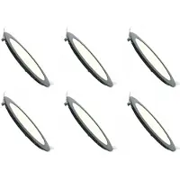BES LED LED Downlight Slim 6 Pack - Inbouw Rond 6W - Dimbaar - Natuurlijk Wit 4200K - Mat Zwart Aluminium - Ø120mm