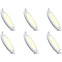 BES LED LED Downlight Slim 6 Pack - Inbouw Rond 15W - Warm Wit 2700K - Mat Wit Aluminium - Ø195mm