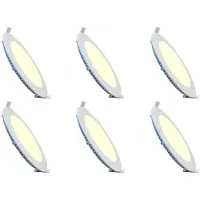 BES LED LED Downlight Slim 6 Pack - Inbouw Rond 3W - Warm Wit 2700K - Mat Wit Aluminium - Ø83mm