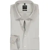 Olymp Luxor Modern Fit Overhemd zilvergrijs, Effen