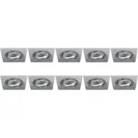 BES LED Spot Armatuur 10 Pack - Pragmi Borny Pro - GU10 Inbouwspot - Vierkant - Zilver - Aluminium - Kantelbaar - 92mm