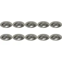 BES LED Spot Armatuur 10 Pack - Pragmi Aerony Pro - GU10 Inbouwspot - Rond - Nikkel - Aluminium - Kantelbaar - Ø82mm
