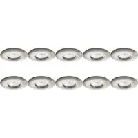 BES LED Spot Armatuur 10 Pack - Pragmi Luno Pro - GU10 Inbouwspot - Waterdicht IP65 - Rond - Nikkel - Aluminium - Ø82mm