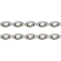 BES LED Spot Armatuur 10 Pack - Pragmi Alpin Pro - GU10 Inbouwspot - Rond - Nikkel - Aluminium - Kantelbaar - Ø92mm