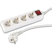 Allteq Stekkerdoos - 4 stopcontacten type F - 3 m kabel - wit
